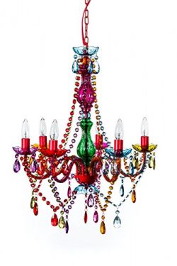 The Original Gypsy Color 6 Light Large Gypsy Chandelier H27″ W23″, Red Metal Frame w ...