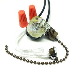 CeilingFanSwitch Zing Ear ZE-109 Ceiling Fan Light Lamp Canopy Replacement Pull Chain Switch (An ...