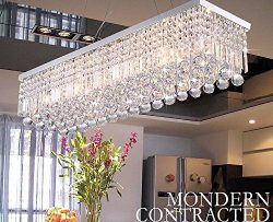 CRYSTOP Clear K9 Crystal Chandelier Dining Room Light Fixtures Polished Chrome Finish Modern Rec ...