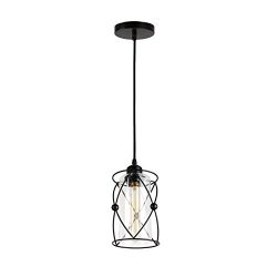 Creatgeek Modern Glass Pendant Light with Industrial Metal Cylinder Lampshade for Kitchen Island ...