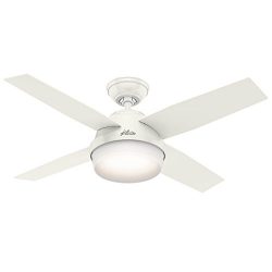 Hunter 59246 Contemporary Dempsey Fresh White Ceiling Fan With Light & Remote, 44″