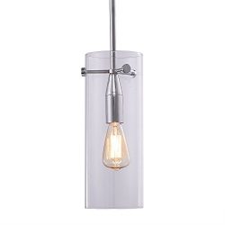 Liveditor Lighting Y4058-WM, Modern Pendant Light Kitchen Island Lamp, Brushed Nickel with Clear ...
