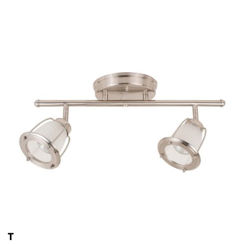 Globe Electric 5817501 2 Light Track Lighting Kit, Brushed Steel Finish with Frosted Glass Track ...