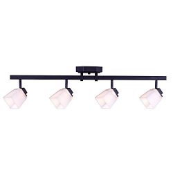 4-Light Antique Bronze Directional LED Track Lighting with Square White Glass Shades
