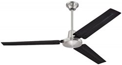 7800300 Industrial 56-Inch Three-Blade Indoor Ceiling Fan, Brushed Nickel Finish with Black Stee ...