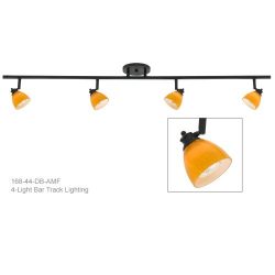4-Light Bar Track Lighting in Dark Bronze with Amber Fire Shade D168-44-DB-AMF