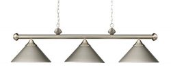 Elk 168-Sn Casual Traditions 3-Light Billiard Light, 15-Inch, Satin Nickel With Metal Shades