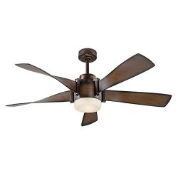 Kichler Lighting 52-in Mediterranean Walnut with Bronze Accents Downrod Mount Indoor Ceiling Fan ...