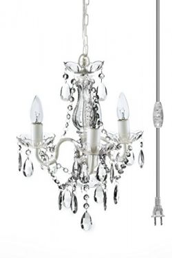 The Original Gypsy Color 3 Light Mini Plug-in Crystal Chandelier for H16″ W13″, Whit ...