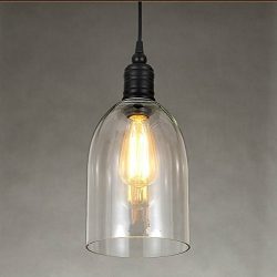 TopWigy Light Pendant Bell Glass Shade Ceiling Lamp Pendent Lighting Fixture Vintage Clear Glass ...