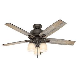 Hunter 53336 Casual Donegan Onyx Bengal Ceiling Fan With Light, 52″