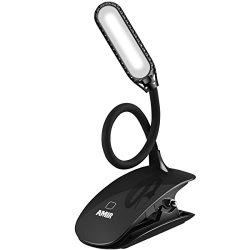 AMIR Clip on Book Light, 3 Levels Brightness LED Reading Light, 360° Adjustable Travel Clip Ligh ...