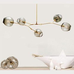 COLORLED Nordic American Retro Creative Art Tree Branches Glass Bubble Ball 5-Light Chandeliers  ...