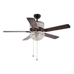 Warehouse of Tiffany CFL-8170BL Laure Crystal 6-light 52″ Ceiling Fan