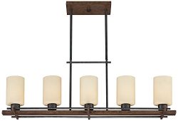 Ranger 37″W 5-Light Faux Wood and Bronze Island Pendant