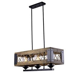 LALUZ Wood Kitchen Island Lighting 3-light Pendant Lighting Chandeliers