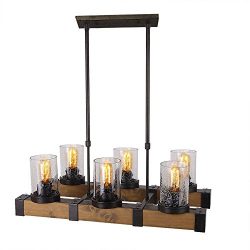 Anmytek Metal Wood and Glass Chandelier Pendent Light Retro Rustic Loft Antique Lamp Edison Vint ...