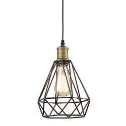 YOBO Lighting Vintage Oil Rubbed Bronze Polygon Wire Pendant Light Art Deco