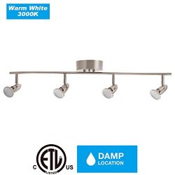 Cloudy Bay LTL4L18830BN 32-inch 4-Head LED Track Light Fixture ,3000K Warm White 120V 18W 1200lm ...