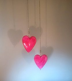 Pink Heart Ceiling Fan Light Pull 2.4 ball chain