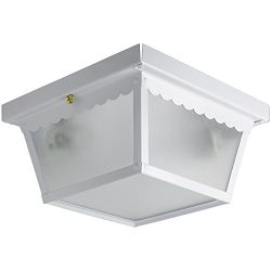 Sunlite ODI1096 9-Inch Ceiling Mount Outdoor Porch Fixture, White Finish with Frosted Glass
