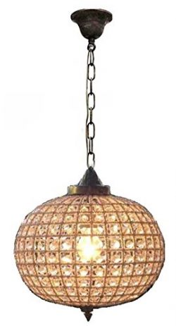 12″ Bronze Antique Replica Brass French Empire Crystal Ceiling Lamp Globe Ball Orbit Chand ...