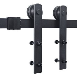 SMARTSTANDARD 6.6 FT Sliding Barn Door Hardware (Black) (I Shape Hangers)