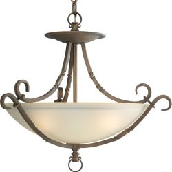 Progress Lighting P3839-102 3-Light Santiago Close-To-Ceiling Semi-Flush Fixture, Roasted Java