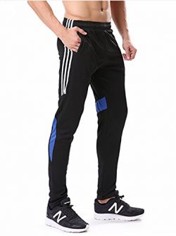 Geek Lighting Men’s Soccer Training Athletic Light Track Zip Pocket Jersey Track Pants (Me ...