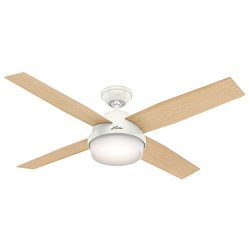 Hunter 59217 52″ Dempsey Ceiling Fan with Light and Remote, Fresh White