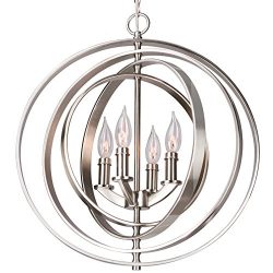 Revel / Kira Home Orbits 18″ 4-Light Modern Sphere/Orb Chandelier, Brushed Nickel Finish