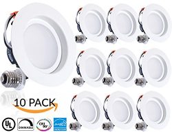 Sunco Lighting 10 PACK- 11W 4-inch ENERGY STAR UL-listed Dimmable LED Downlight Retrofit Recesse ...