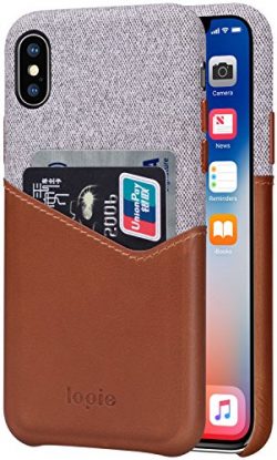 iPhone X Case, Lopie [Sea Island Cotton Series] Fabric Slim Fit Hard Back Case Wallet Cover with ...