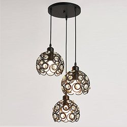 Antique Pendant Island Light, MKLOT Ecopower Retro Vintage Style 7.87″ Wide Black Metal Cr ...