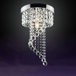 Surpars House Flush Mount 1-Light Crystal Chandelier Silver Pendant Light