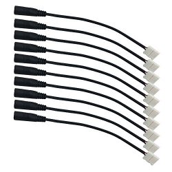 LightingWill 10pcs Pack Strip to DC female plug Solderless Snap Down 2Conductor LED Strip Connec ...