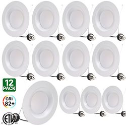 Hykolity 5/6″ led downlight recessed can light integrated baffle trim design retrofit ceil ...