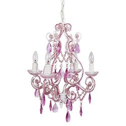 Tadpoles 4-Bulb Vintage Plug-In Mini-Chandelier, Pink