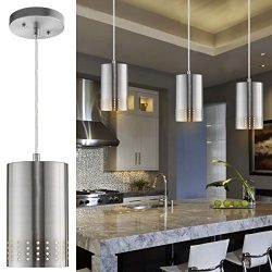 Donglaimei Adjustable Mini Pendant Light, Modern Hanging Lights with Perforated Cylindrical Meta ...