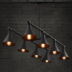 BAYCHEER HL424128 Vintage Industrial Style 8 Light Large Pipe Indoor Lighting Island Light Fixtu ...