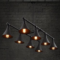 BAYCHEER HL424128 Vintage Industrial Style 8 Light Large Pipe Indoor Lighting Island Light Fixtu ...