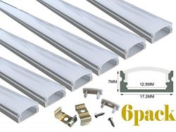 Muzata 6-Pack 3.3ft/1Meter 9x17mm U Shape LED Aluminum Channel System With Cover, End Caps and M ...