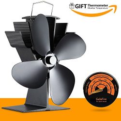 17% Fuel Cost Saving Original Top Heat Powered Eco Stove Fan 4 Blade Aluminum Black for Gas Coal ...