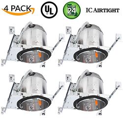 Sunco Lighting 4 Pack 6″ New Construction LED Can Air Tight IC Housing LED Recessed Lighting