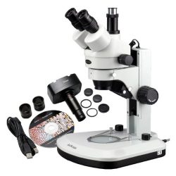 AmScope SM-1TZ-RL-10MA Digital Professional Trinocular Stereo Zoom Microscope, WH10x Eyepieces,  ...