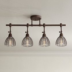 Pro Track 30″W Metal Grid Bronze 4-Light Track Fixture