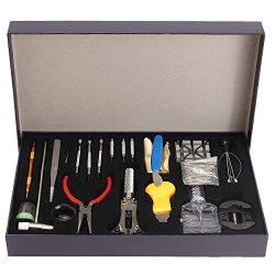 Marketworldcup-155pcs Watch Repair Tool Kit Back Case Holder Opener Remover Spring Pins