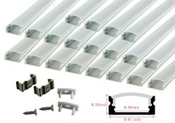 Muzata 20-Pack 3.3ft/1Meter U Shape LED Aluminum Channel System With Cover, End Caps and Mountin ...