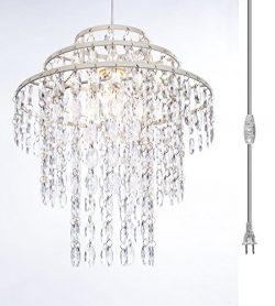 The Original Gypsy Color One Light 3-Ring Plugin Chandelier with Three Tiers of Hanging Crystals ...