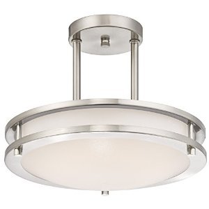 LB72131 LED Semi Flush Mount Ceiling Fixture, Antique Brushed Nickel Finish, 4000K Cool White, 1 ...